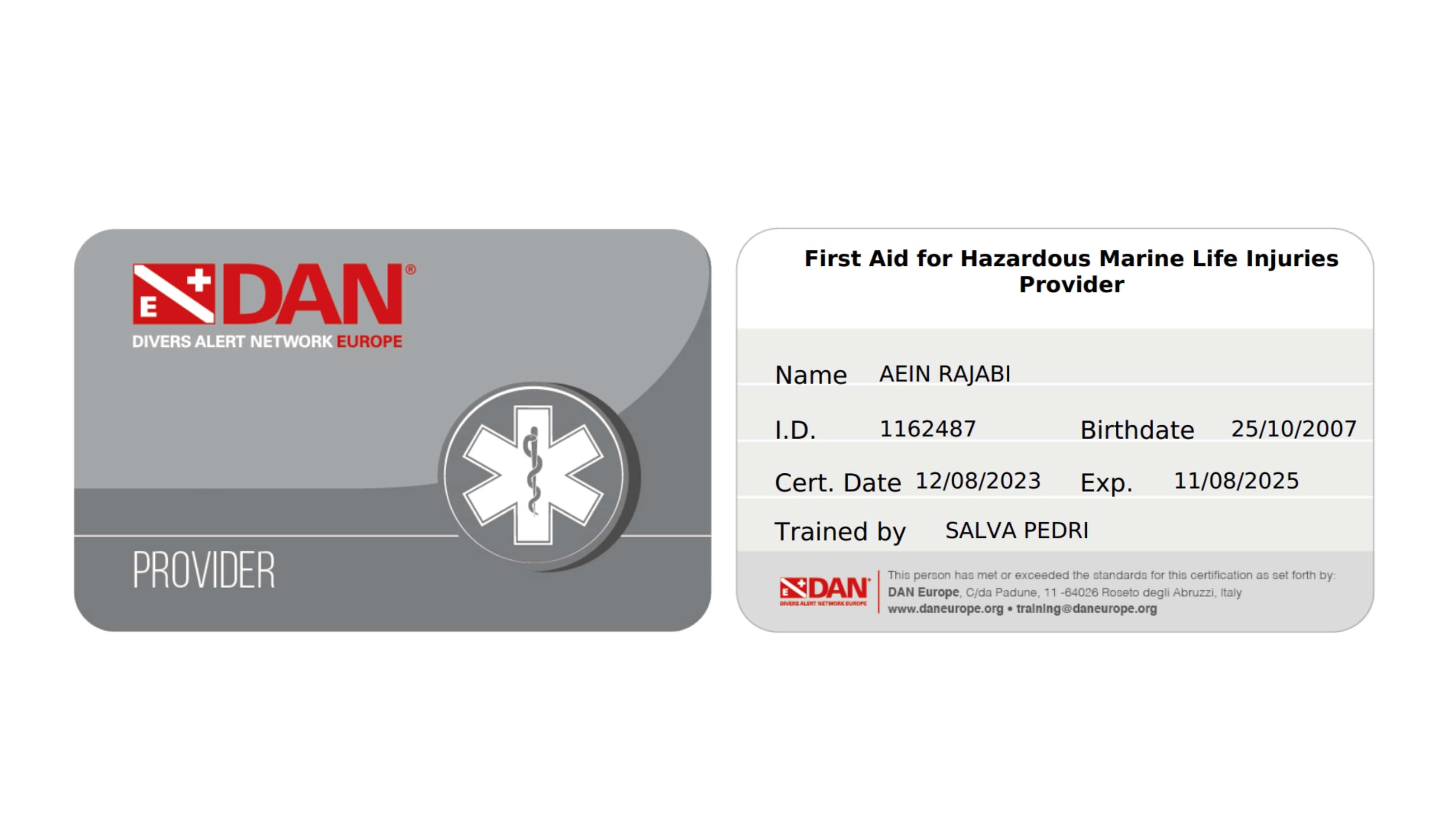 نمونه مدرک کمکهای اولیه دریایی