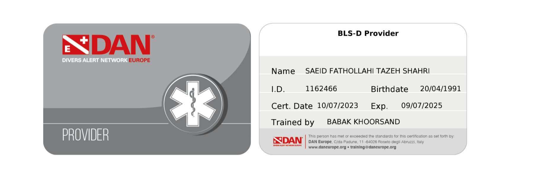 نمونه مدرک شوک الکتریکی خارجی