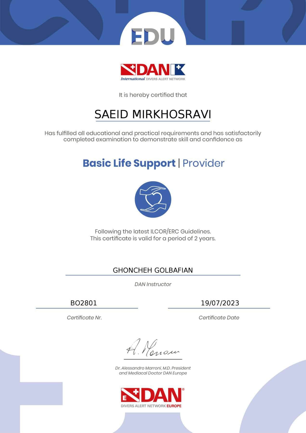 مدرک کمک های اولیه